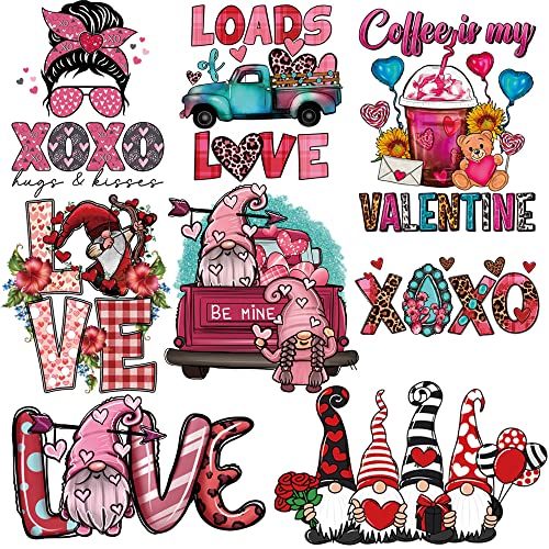 Valentine's Day Iron on Patches Heat Transfers Sticker Decals for Hoodies T-Shirt Jeans Jackets Backpack DIY Decorations 8 Large Cute Iron on Vinyl Appliques for Clothing Art Decor Supplies - color: Pink