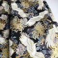 White Crane Fabric,160 GSM Japanese Black Cotton Fabric Gold Hot Stamping,59 Inches Wide for Sewing Clothing Bag Tablecloth Sofa Pillow DIY Craft (Cut by The Yard) - color: White Crane, size: 1 yard