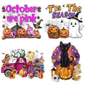 4 Packs Halloween Iron on Patches for Clothing Pink Pumpkin Ghost Heat Transfer Vinyl HTV Decals Black Cat Bat Spider Cat Pattern Iron on Transfer Stickers for T-Shirt Clothes Pillow Hoodie DIY Craft - color: H