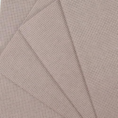 KCS 4/6 pc of 12" x 18" 30cmx45cm 16CT Counted Cotton Aida Cloth Cross Stitch Fabric (Coffee, 4 pc) - color: Coffee, size: 4 pc
