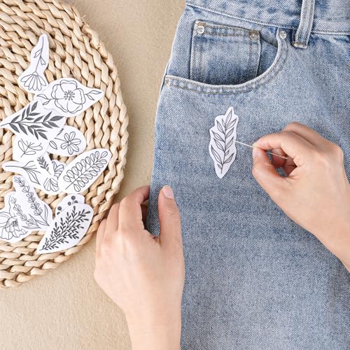 Flower Water Soluble Embroidery Patterns, 85 Pcs A-Z Alphabet Stick and Stitch Embroidery Paper Wash Away, Pre-Printed Floral Pattern Transfers, DIY Customized Gifts for Hand Sewing Lover Beginners - size: Alphabet Wildflowers