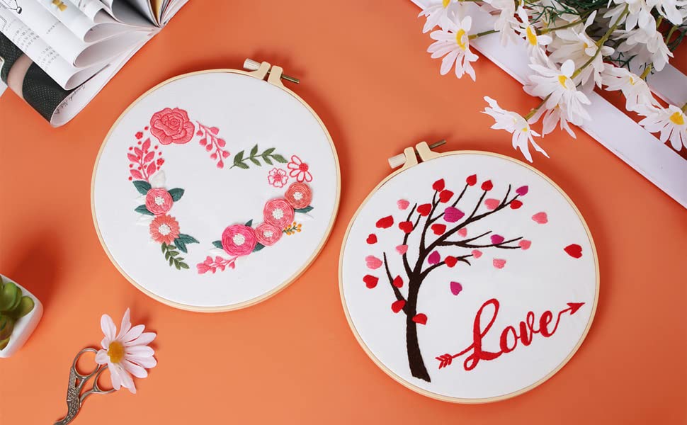 Louise Maelys Love Heart Tree Embroidery Kit for Adults, Romantic DIY Craft - color: kit-5