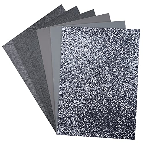 Litchi 6 Pack 8x12 Inch Faux Leather Sheets for Bow Earring, Easy to Cut Vinyl Fabric for Cricut, Durable Fade Resistant Leatherette Without Smell, Dark Gray - color: Dark Gray