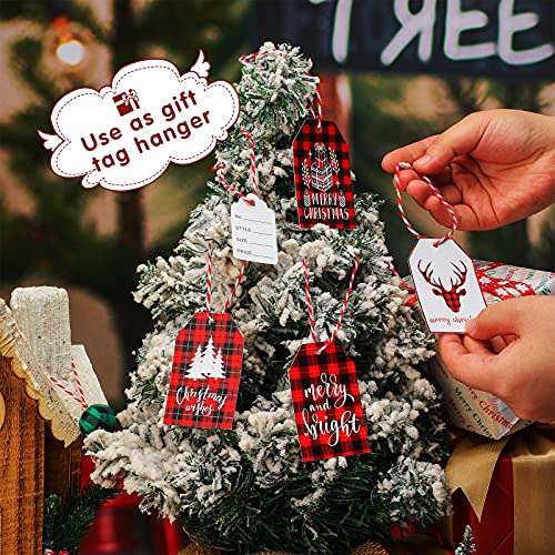 Riakrum 300 Pcs Christmas Ornament Hanger Snap Lock Rope,Red, White