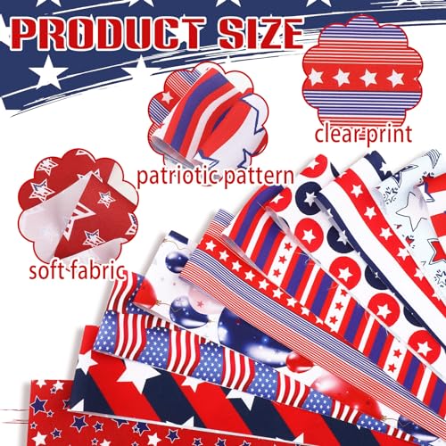 Hosuly 40 Pcs Red White Blue Stars Cotton Jelly Fabric Quilting Strips Roll - color: Flag