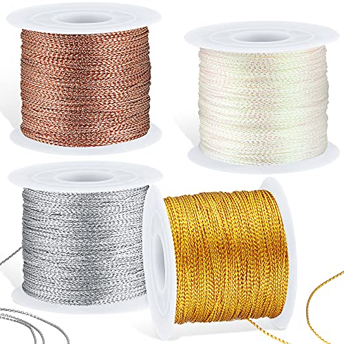 Shappy 440yards x 1mm Metallic Cord Tinsel Rope, Rose Gold Mix - color: Rose Gold Mix