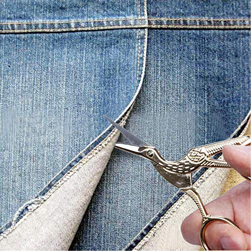 2PCS Vintage Stork Shape Sewing Scissors Stainless Steel Scissors - color: Gold