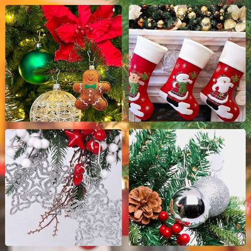 100PCS Silver Ornament Hooks for Christmas Trees with Storage Box - color: Silver