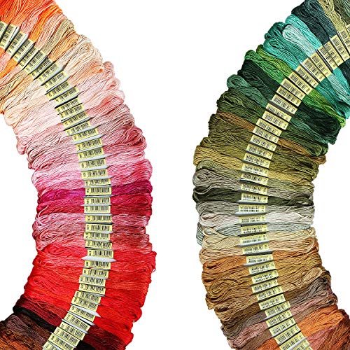 ATDAWN Rainbow Color Embroidery Thread,Cross Stitch Threads, Bracelets Floss, Crafts Floss, 150 Skeins
