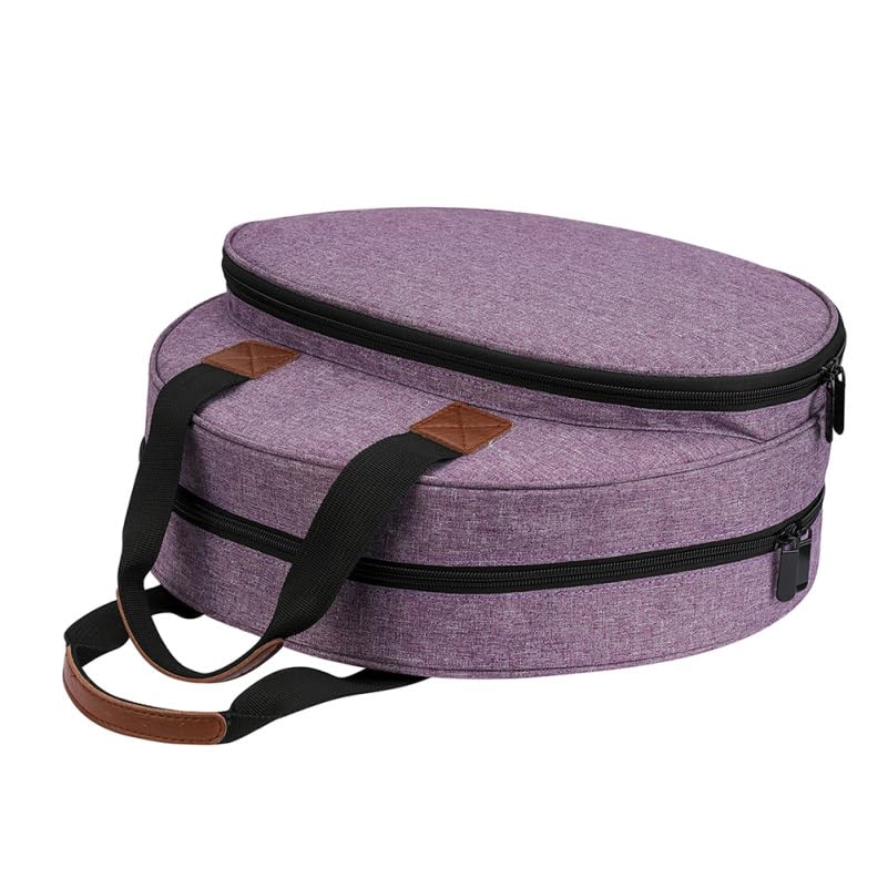 EXCEART Embroidery Project Handbag Embroidery Kit Storage Bag with Multiple Elastic Loops Zipper Pocket Large Circular Opening Handle 12.59 X 11.81 X 2.36 in - color: Purple