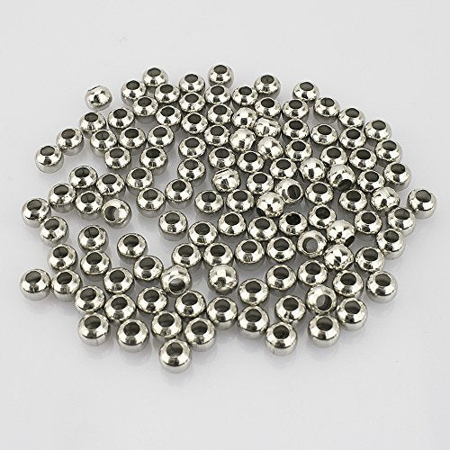 (R) Platinum Smooth Round Metal Beads 6 mm 300 Pcs - color: Platium 300 Pcs 6mm