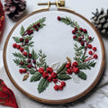 Christmas Embroidery Kit DIY Hand Embroidery Starter Cross Stitch Kits, Christmas Ornaments Embroidery with Stamped Pattern,Cotton,Threads,Needles,Instructions for Adults Beginners (Wreath) - color: Wreath