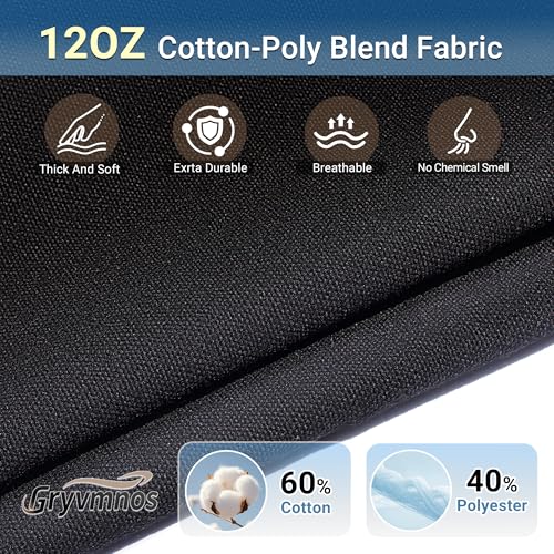 12oz Heavy Duty Cotton Canvas Fabric, Thickend Cotton Duck Cloth, 5 Yard - color: Black, size: 5 Yards Pre-cut