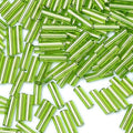 2000pcs Glass Bugle Beads, Tube Beads Bulk, Mini Long Tiny Small Waist Loose Spacer Embroidery Beaded for Bracelets Jewelry Making Sewing, Crafts, 2×6mm, Light Green - color: Light Green