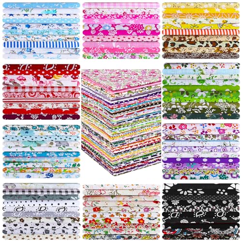 Kinlop 600 Pcs 4"x4" Cotton Fabric Squares Quilting Precut, Mixed Color - color: Mixed Style
