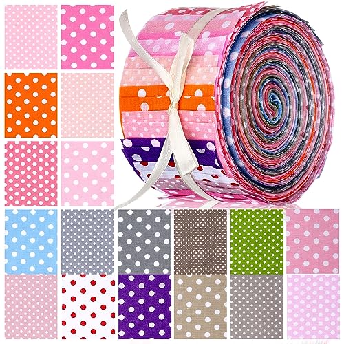 Tegeme 40 Pcs Polka Dot Jelly Fabric Strips for Quilting Sewing, 2.55" - color: Dots Style