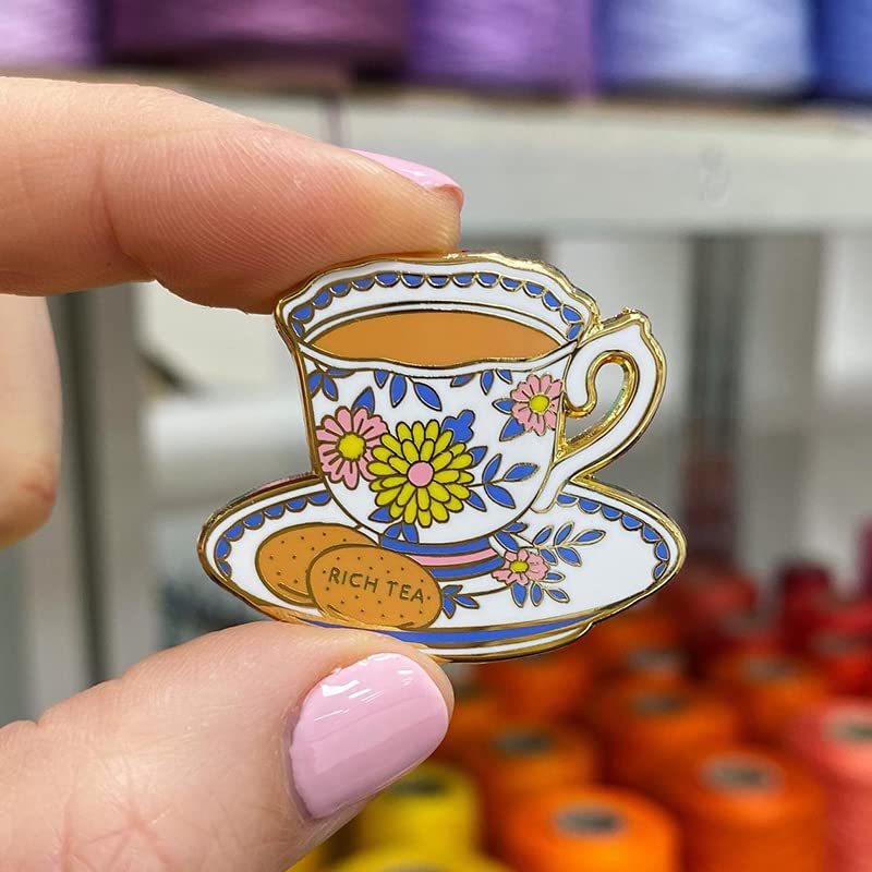 Caterpillar Cross Stitch Needle Minder - Teacup for Cross Stitch, Sewing, Embroidery and Needlework Accessories, Enamel and Magnetic