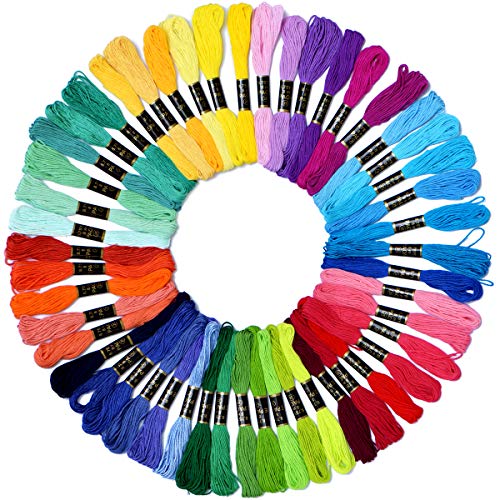 Friendship Bracelet String 50 Skeins Fashionable Rainbow Color Embroidery Floss Cross Stitch Embroidery Thread Cotton Floss Bracelet Yarn, Craft Floss - color: vibrant rainbow color, size: 1 Pack