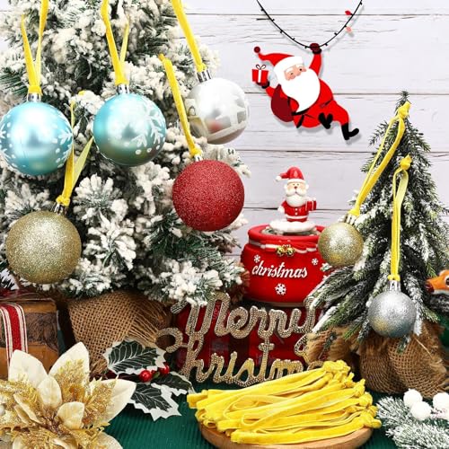JUNEBRUSHS 120Pcs Ornament Ribbon for Ornament Hanging Christmas Tree Hanging Decorations Gold - color: Gold