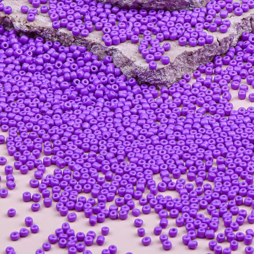 10150pcs 2mm Glass Seed Beads Bulk, 12/0 Mini Small Round Bead for Jewelry Making Tiny Craft Glass Seed Beads for Jewelry Making Bracelet Wrist Necklaces(Light Purple) - color: Light Purple