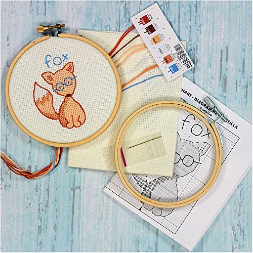 Dimensions Clever Fox Mini Counted Cross Stitch Kit for Beginners, 4''