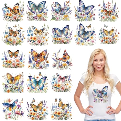Butterfly Floral DTF Transfers Ready to Press, Iron on Decals for T-Shirts - color: multi185