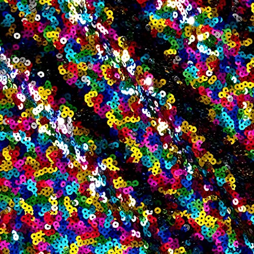 Valentina Textile Inc Sequin Fabric Glitter Embroidery Fabric by The Yard Material for DIY Sewing Curtain Backdrop Tablecloth Table Linen Runner Clothes (1 Yard, Confetti) - color: Confetti, size: 1 YARD