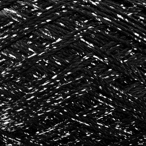 Shimmer Metallic Thread for Crochet, Lace, Embroidery, Black,Silver Glitter - color: Black, Silver Glitter, size: 1 Pack