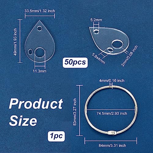 OLYCRAFT 50Pcs Clear Acrylic Bobbins with Hinged Ring Teardrop Acrylic Bobbins Cross Stitch Tread Bobbins Sewing Thread Winding Thread Bobbins Organizers for Sewing Storage DIY Crafts - color: Teardrop
