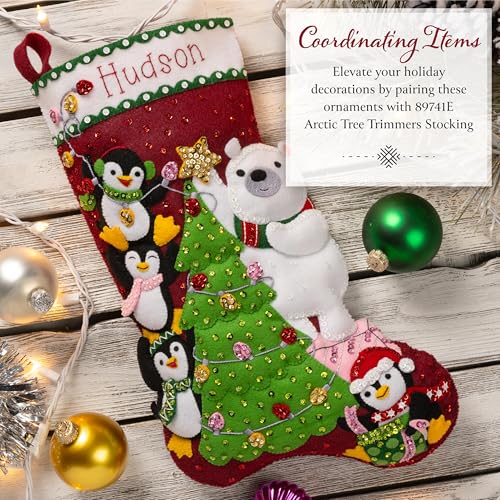 Bucilla Felt Applique 6 Piece Ornament Making Kit, Polar Pals, Perfect for DIY Arts and Crafts, 89752E - style: Ornaments
