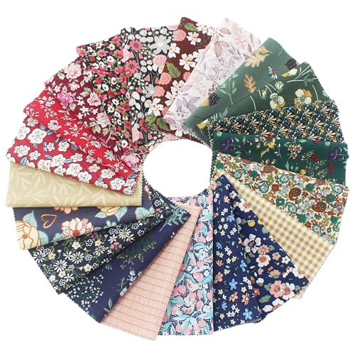 42-Pack 5x5 Inch Dark Floral Cotton Charm Packs for Quilting - Small Floral Print Fabric Squares,Precut Quilting Supplies for Patchwork & Sewing