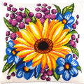 Brvsk Floral Needlepoint Kit for Adults and Beginners — Sunflower Among Flowers 16″ × 16″ with Clear, Precise Printed Design on Cotton Canvas; Includes 2 Needles, Yarn, and Easy-Read Chart