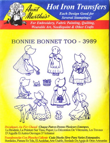 Bonnie Bonnet Too Aunt Martha's Hot Iron Embroidery Transfer