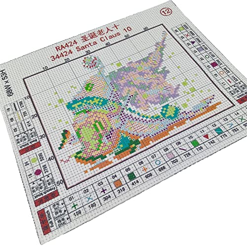 Howie's Needlepoint Cross Stitch Kits, 11CT Pre-Printed Pattern Needlepoint Kits, Full Range of Stamped Starter Kits (Santa Claus 10, 8.7 x 7.1 Inch) - color: Santa Claus 10
