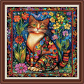Dimxvean Counted Cross Stitch Kits for Adults,11CT Unprinted Cross-Stitch Pattern Embroidery Kit Cross Stitching Kit Supplies Needleworks Set- Magical Cat Flower 18x18 inchs - color: SetColor04