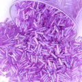 4000 Pcs Iridescent Light Purple Glass Bugle Beads, 2 x 7 mm Embroidery Beads, Small Long Tube Seed Beads for Embroidery Craft Jewelry Making - color: Iridescent Light Purple