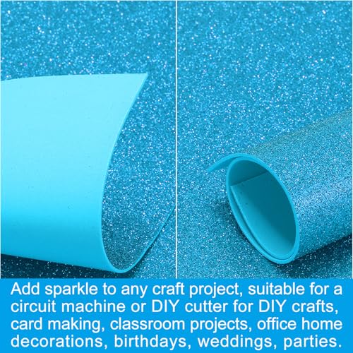 PATIKIL 2mm(1/10") Thick Non Adhesive Glitter Foam Sheet 16x24inch(40x60cm) Light Blue, EVA Shiny Foam Board for Craft, 6 Pcs - color: Light Blue