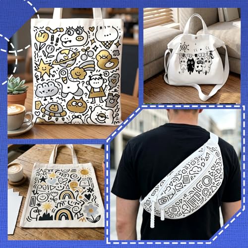 4 Fabric Markers, Fabric Paint Permanent for Clothes, Acrylic Paint Pens