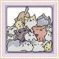 ITSTITCH Stamped Cross Stitch Kits for Beginners Full Range of Cross Stitching Preprinted Pattern for Kids or Adults, DIY Needlepoint Starter Kits (The Lovely Cats 12.6x11 inch) - color: The lovely cats 12.6x11 inch