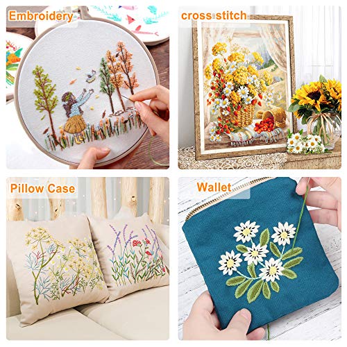 INSCRAFT 403 Pack Embroidery Kits for Adults, 250 Colours Embroidery Threads, Cross Stitch Kits for Beginners Bracelet and Craft Making, 153 Pcs Cross Stitch Tool, 4-Tier Transparent Craft Storage Box