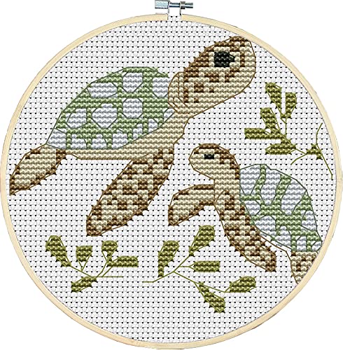 Awesocrafts Cross Stitch Kits Little Turtle Looking for Mom 11CT Stamped Patterns Easy Cross Stitching Embroidery Needlework Kit Supplies (Turtle) - color: Turtle