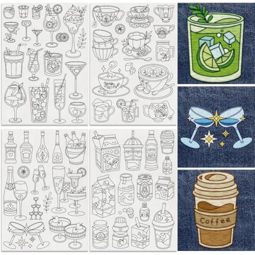 54Pcs Drinks Water Soluble Hand Sewing Stabilizers 4 Sheets