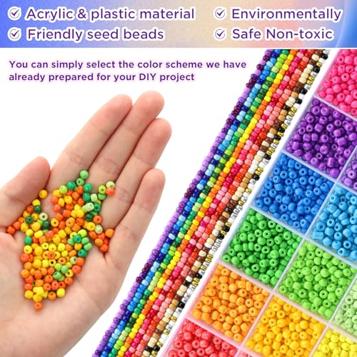 4mm Seed Beads for Jewelry Making, Small Beads for Bracelets Making Kit - color: Solid Color, size: 4mm
