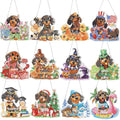 Cinnvoice Seasonal Diamond Art Hanging Kit,12 Pcs,Dachshund - style: Dachshund