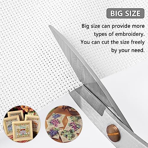 Cross Stitch Aida Fabric 16 Count, 59 by 39 Inch Large Size, Classic Reserve Cross Stitch Aida Cloth for Home DIY Embroidery Decoration - color: White, size: 16 CT 59 x 39In