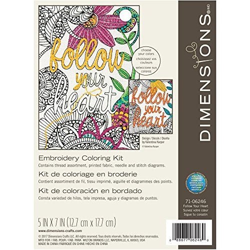Dimensions 'Follow Your Heart' Crewel Embroidery Kit for Beginners, 5' x 7' - color: Follow your Heart