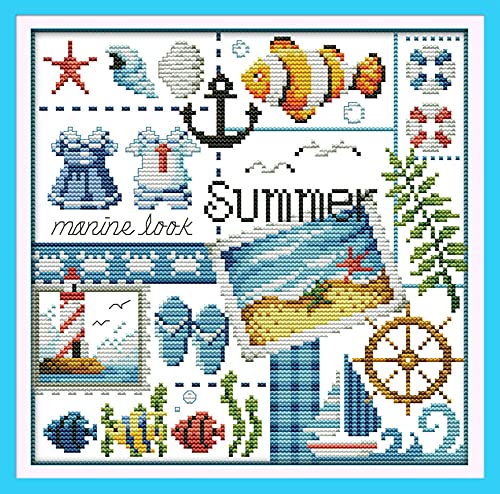 Awesocrafts 4 Pack Cross Stitch Kits, Four Seasons Easy Patterns Cross Stitching Embroidery Kit Supplies, Stamped or Counted (Four Seasons, Stamped) - color: Four Seasons, size: Stamped