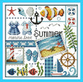 Awesocrafts Unstamped Cross Stitch Kits, Four Seasons of Summer Easy Patterns Cross Stitching Embroidery Kit Supplies, Stamped or Counted (Summer, Counted) - color: Summer, size: Counted