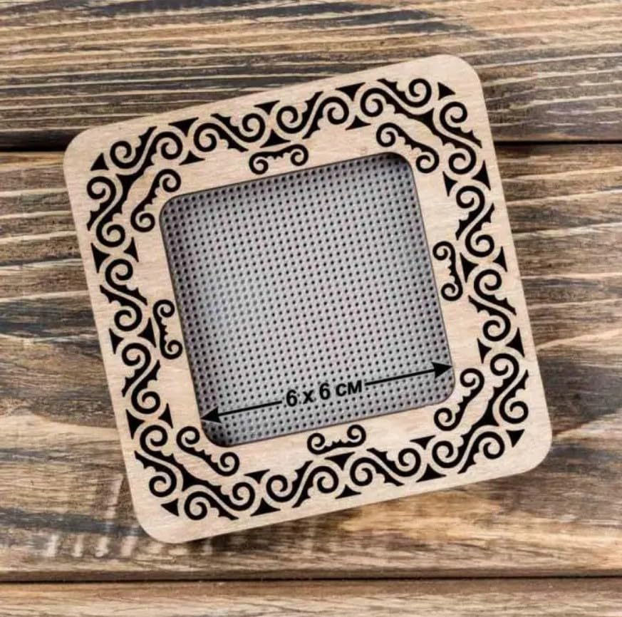 Small Hoop with Magnetic Holders from Plywood for Embroidery and Cross Stitching, MP-003 Light (2.6x2.6 in) - color: Light