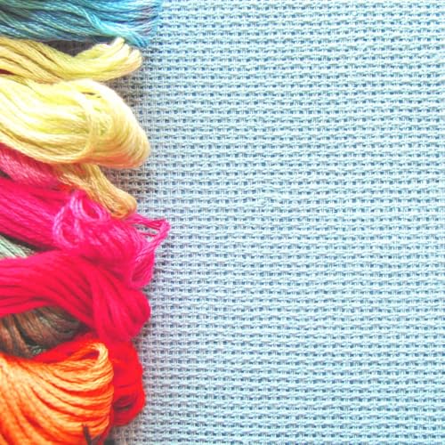 Essentials By Leisure Arts Aida Cloth, 14 Count, Light Blue, 12pc, Bulk, Cross Stitch Fabric, Embroidery Fabric, Cross Stitch Supplies for Crafting, Stitching, and Sewing Projects 15X20 - color: Light Blue
